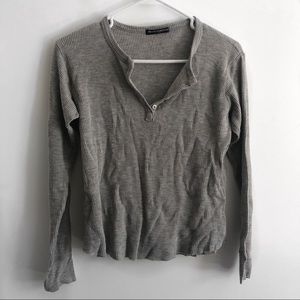 Brandy Melville Grey Henley Long Sleeve, one size